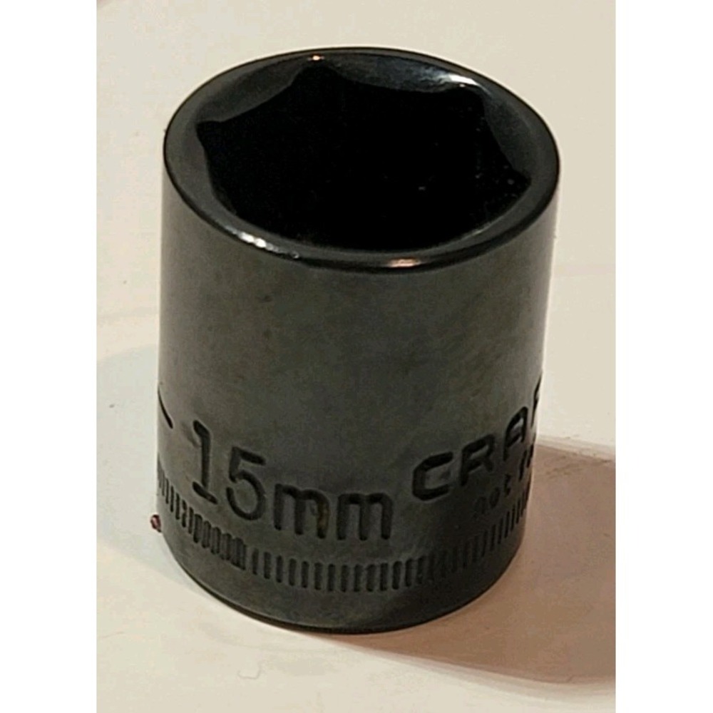 Vintage Black Chrome‎ Craftsman 15mm 6PT 3/8" Drive Shallow Socket S-AD #44570